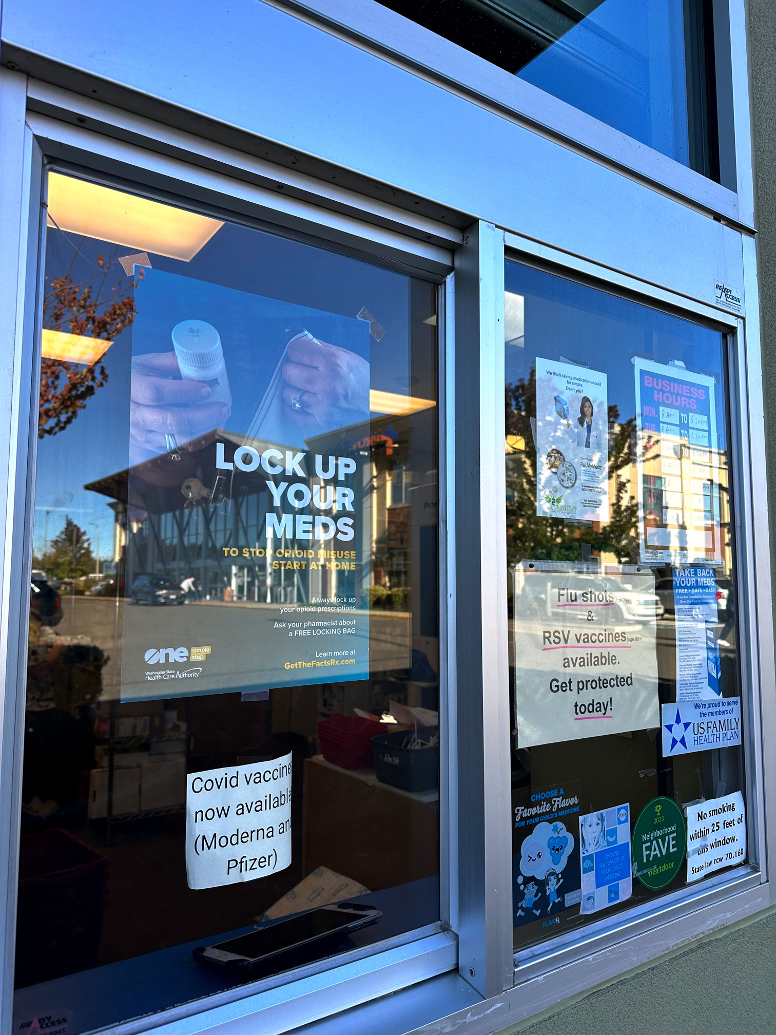 WSHA Poster on a window.