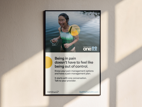 Mockup of poster 1 for Pain management toolkit.