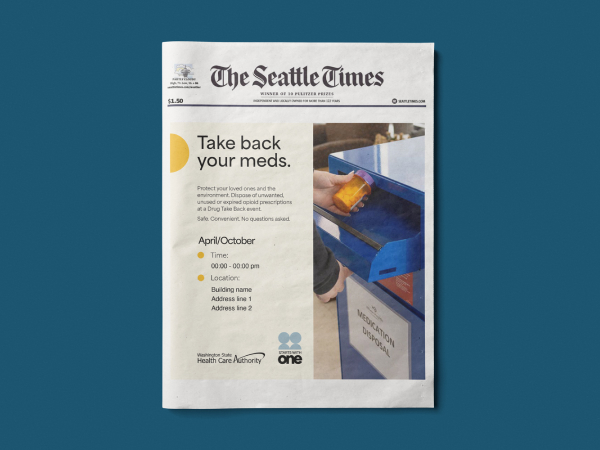 A mockup of the 10x10 print ad for the Safe disposal toolkit.