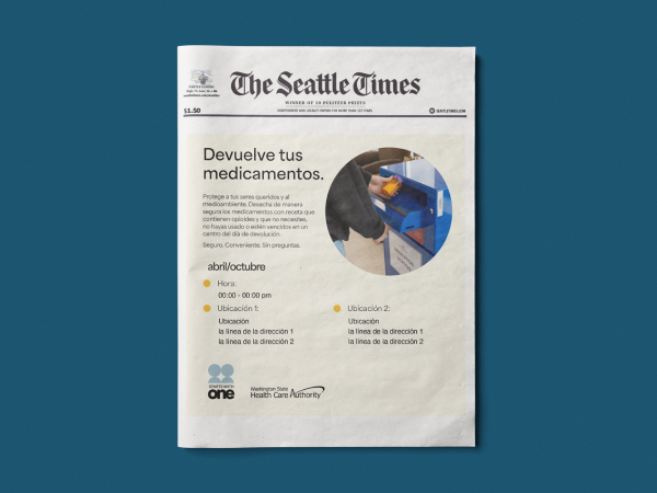 A newspaper mockup of the print ad for the Safe disposal toolkit.