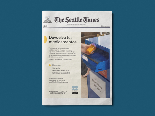 A newspaper mockup of the print ad for the Safe disposal toolkit.