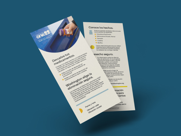 A mockup of the rackcard for the Safe disposal toolkit.