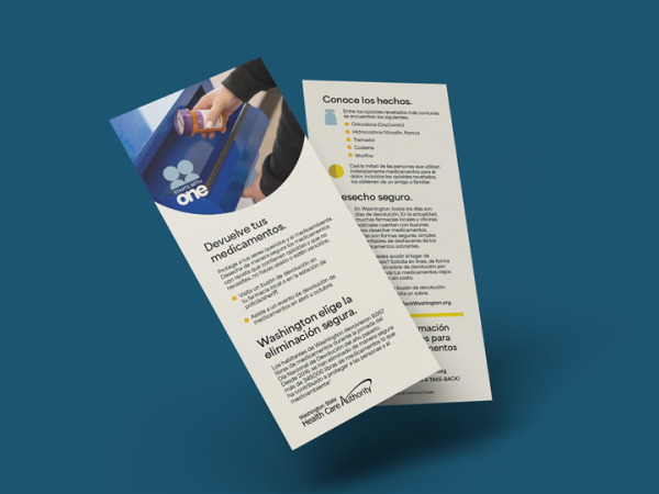 A mockup of the rack card for the Safe disposal toolkit.